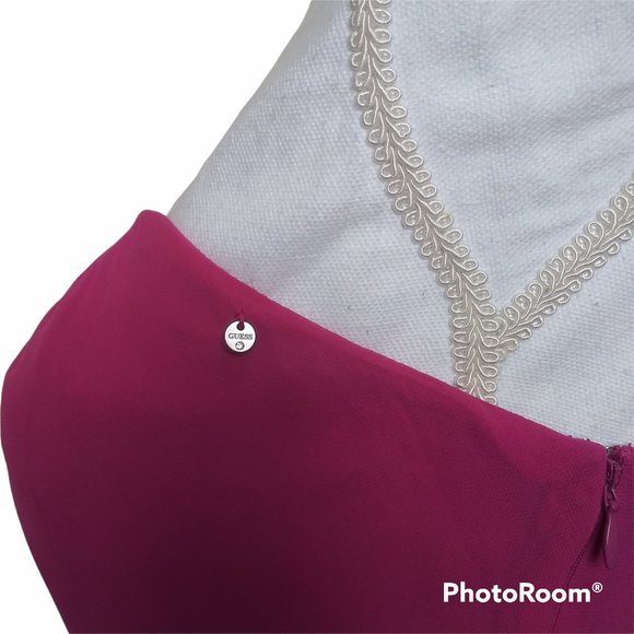 Guess Raspberry Pink Chiffon Strapless Asymmetrical Layered Hem Dress 2 - Picture 4 of 8